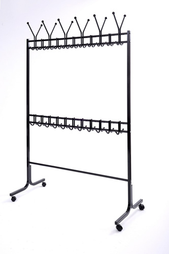 Вешалка театральная на колёсной опоре (22*2 крючка)