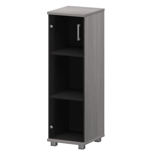 Стеллаж низкий узкий закрытый со стеклянным фасадом 400x445x1280