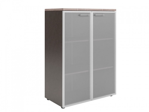 Шкаф со стеклянными дверьми в алюминевой рамке с топом  WMC 85.7